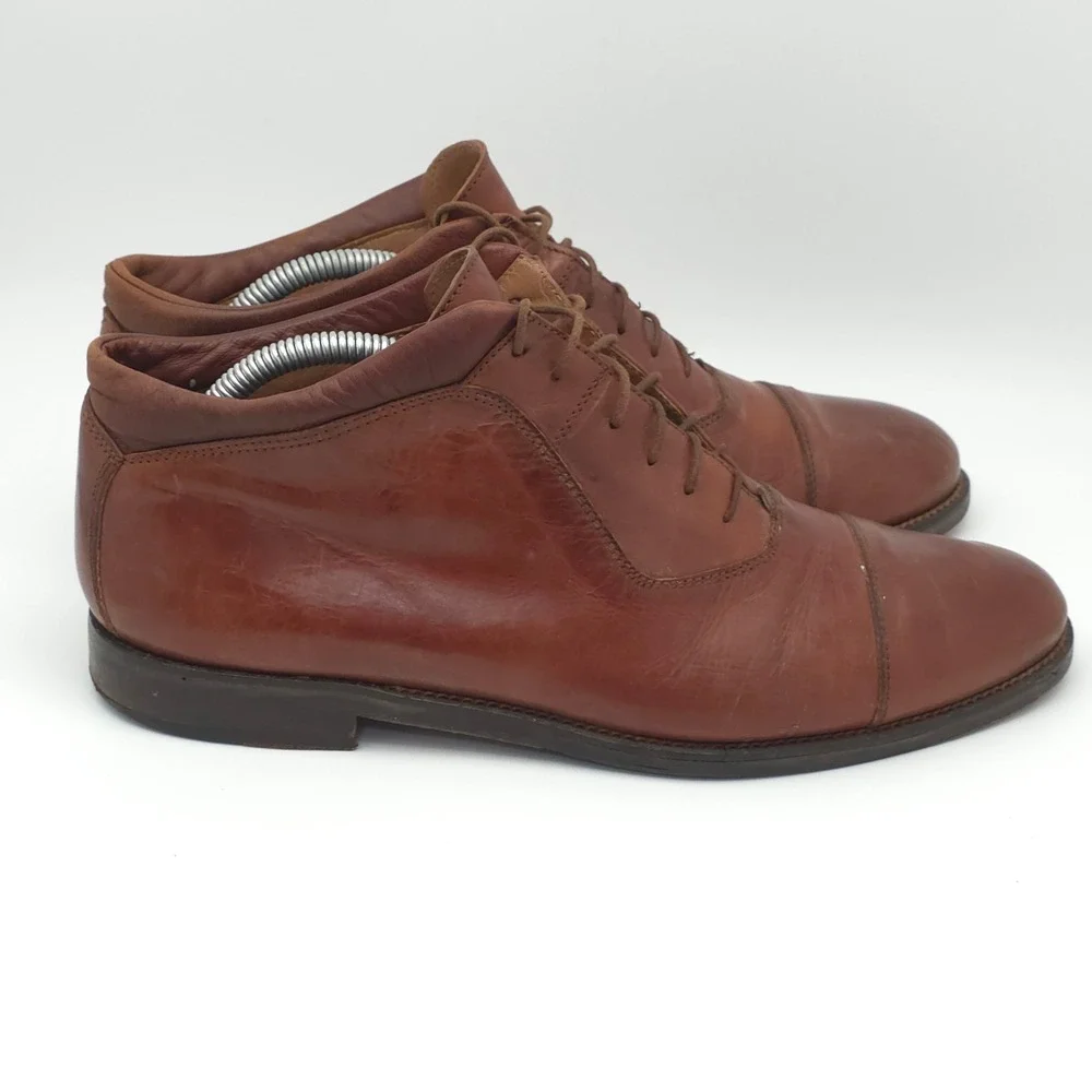 Johnston & Murphy Chukka Boots Mens 9.5 Leather Brown Cap Toe Made in Italy Work